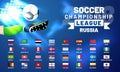 Russia 2018 world cup calendar. Soccer schedule table template.