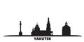 Russia, Yakutsk city skyline isolated vector illustration. Russia, Yakutsk travel black cityscape