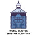 Russia, Yakutsk, Spasskiy Monastyr' travel landmark vector illustration