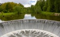 Russia, Yaropolets, 29.05.2022. An old abandoned hydroelectric dam on the Lama River Royalty Free Stock Photo