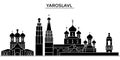 Russia, Yaroslavl architecture urban skyline with landmarks, cityscape, buildings, houses, ,vector city landscape Royalty Free Stock Photo