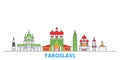 Russia, Yaroslavl line cityscape, flat vector. Travel city landmark, oultine illustration, line world icons Royalty Free Stock Photo