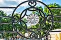 Russia, Yaroslavl, July 2020. Fragment of an iron fence on the embankment. Royalty Free Stock Photo