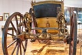 Russia, Yaroslavl, July 2020. Rear view of a luxury carriage in the museum hall.