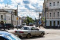 Russia, Yaroslavl, July 2020. A Soviet retro car on one of the squares in the city center.