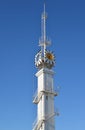 Russia, Yaroslavl-March 29.2016. Lighthouse with emblem of city at river station