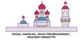 Russia, Yaroslavl, Spasopreobrazhenskiy , Muzhskoy Monastyr' travel landmark vector illustration Royalty Free Stock Photo