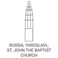 Russia, Yaroslavl, St. John The Baptist Church travel landmark vector illustration