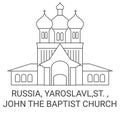 Russia, Yaroslavl,St. , John The Baptist Church travel landmark vector illustration