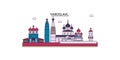 Russia, Yaroslavl tourism landmarks, vector city travel illustration