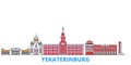 Russia, Yekaterinburg line cityscape, flat vector. Travel city landmark, oultine illustration, line world icons Royalty Free Stock Photo