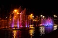 09 14 2024 Russia, Yekaterinburg, multimedia fountain on the Plotinka river light show