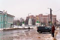 Russia, Yoshkar-Ola, March 09, 2019, winter view of Voznesenskaya street
