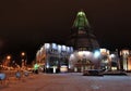 19.11.2013 Russia, YUGRA, Khanty-Mansiysk, the Building trade and business center `Gostiny Dvor` winter evening