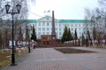 5.04.2012 Russia, YUGRA, Khanty-Mansiysk, Khanty-Mansiysk, the Facade of the administration of Khanty-Mansiysk Autonomous district