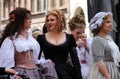 Russian actress in historic costumes at the street celebration of birthday of the great Russian writer, Fyodor Dostoevsky