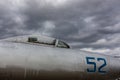 Russian air force aircraft cabin cockpit grey cloud sky