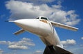 Russian airplane TU-144 under the blue sky