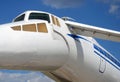 Russian airplane TU-144 windows, wings and tale Royalty Free Stock Photo