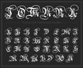Russian alphabet, Gothic font, typeface, all Uppercase cyrillic letters, hand drawn blackletters Royalty Free Stock Photo