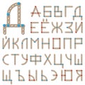 Russian alphabet made of wooden meccano