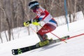 Mountain skier skiing down mountain slope. Russian Alpine Skiing Cup, slalom