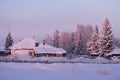 Russian Altai village Semiletka at morning time Royalty Free Stock Photo