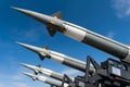 Russian antiaircraft rocket against sky