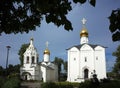 Russian architecture white buildings of Pyatnitskaya church and Vvedenskaya church, Architectural ensemble of Holy Trinity St. Ser