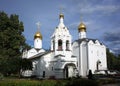 Russian architecture white buildings of Pyatnitskaya church and Vvedenskaya church, Architectural ensemble of Holy Trinity St. Ser