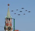 Russian army bombers fly over Grand Kremlin Palace