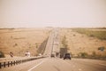 Russian asphalt road. Traveling on the road. Cars on the road. Track. Krasnodar Territory, Russia July 23, 2019