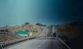 Russian asphalt road. Traveling on the road. Cars on the road. Track. Krasnodar Territory, Russia July 23, 2019