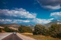 Russian asphalt roads. Background road. Roads in the mountains of Crimea. Travel by car. Road views Royalty Free Stock Photo