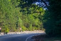 Russian asphalt roads. Background road. Roads in the mountains of Crimea. Travel by car. Road views Royalty Free Stock Photo