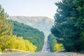 Russian asphalt roads. Background road. Roads in the mountains of Crimea. Travel by car. Road views Royalty Free Stock Photo