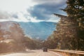 Russian asphalt roads. Background road. Roads in the mountains of Crimea. Travel by car. Road views Royalty Free Stock Photo