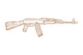 Russian automatic machine rifle AK 47 Vector illustration - Hand drawn - Out line