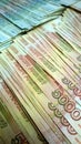 Russian banknotes of one thousand and five thousand rubles. Five thousand in the foreground Royalty Free Stock Photo