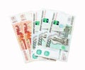 Russian banknotes one thousand and five thousand