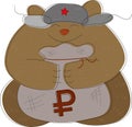 russian bear with a bag of rubles