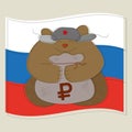 russian bear with a bag of rubles
