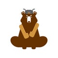 Russian bear with bast shoes. Vector illustration.