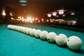 The russian billiards balls on the table in line Royalty Free Stock Photo