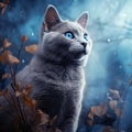 of russian blue cat outdoor