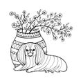 Pekingese. Decorative breed dogs. Coloring book page. Vector illustration. Pekinese. Vector logo pure-bred