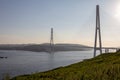 Russian bridge - cable-stayed bridge in Vladivostok across the Bosphorus Strait Eastern Royalty Free Stock Photo