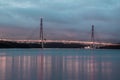 Russian bridge with lights in the night.