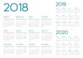 Russian Calendar 2018-2019-2020 vector