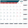 Russian calendar for year 2019